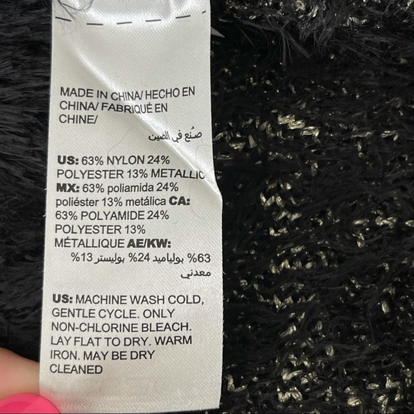 Chicos Black gold Metallic zig zag fuzzy sweater 0 - Picture 12 of 15